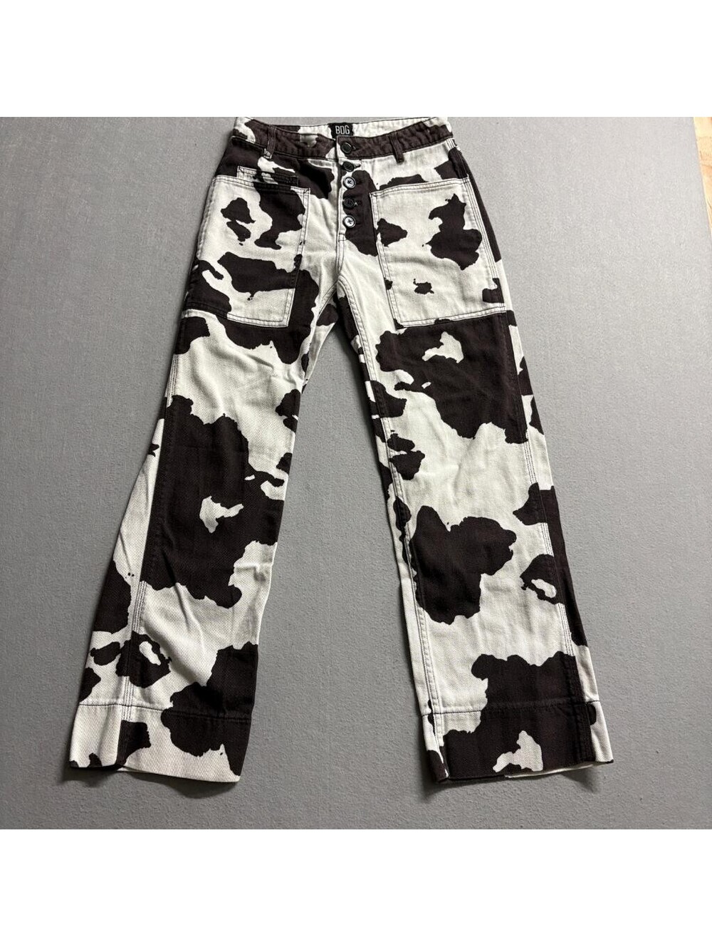 BDG Urban Outfitters Cow Print Jeans Womens 26 Brown White Wide Leg High Rise